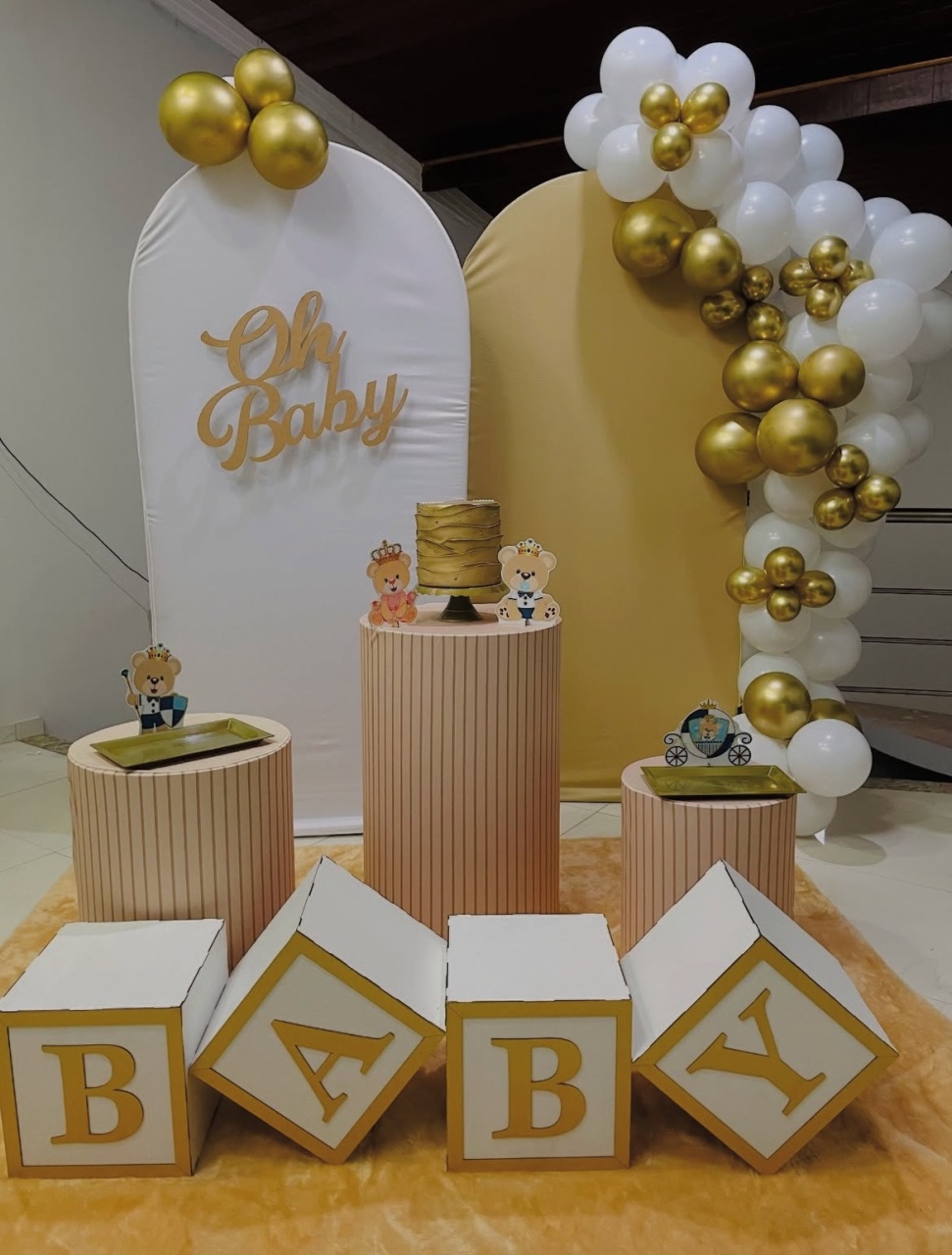 Kit Mm Chá de Bebê Oh Baby Bege E Branco - Pallacius Festas