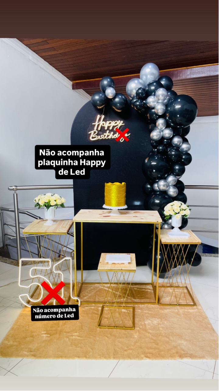 Happy Gala Preto -Kit M - Pegue E Monte - Pallacius Festas