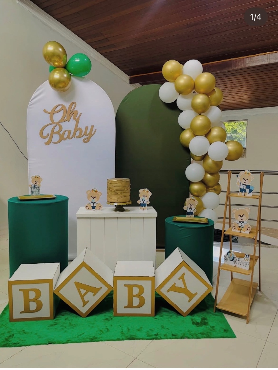 Kit Gg Chá de Bebê Oh Baby Verde  - Pallacius Festas
