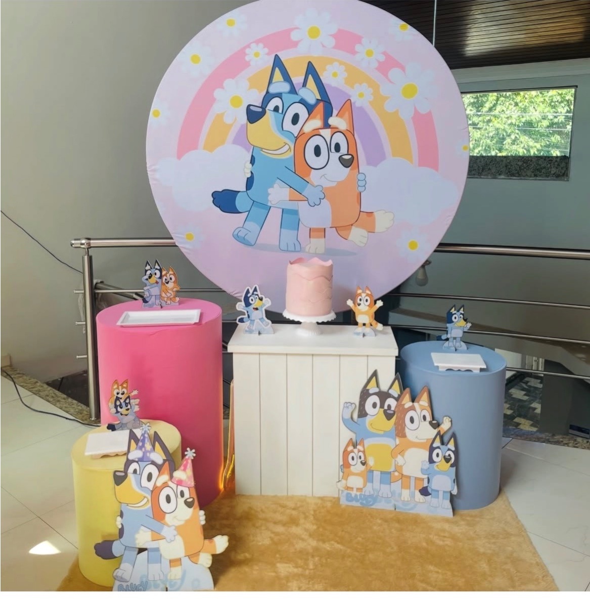 Pegue E Monte Kit M Bluey Margaridas Com Rosa  - Pallacius Festas