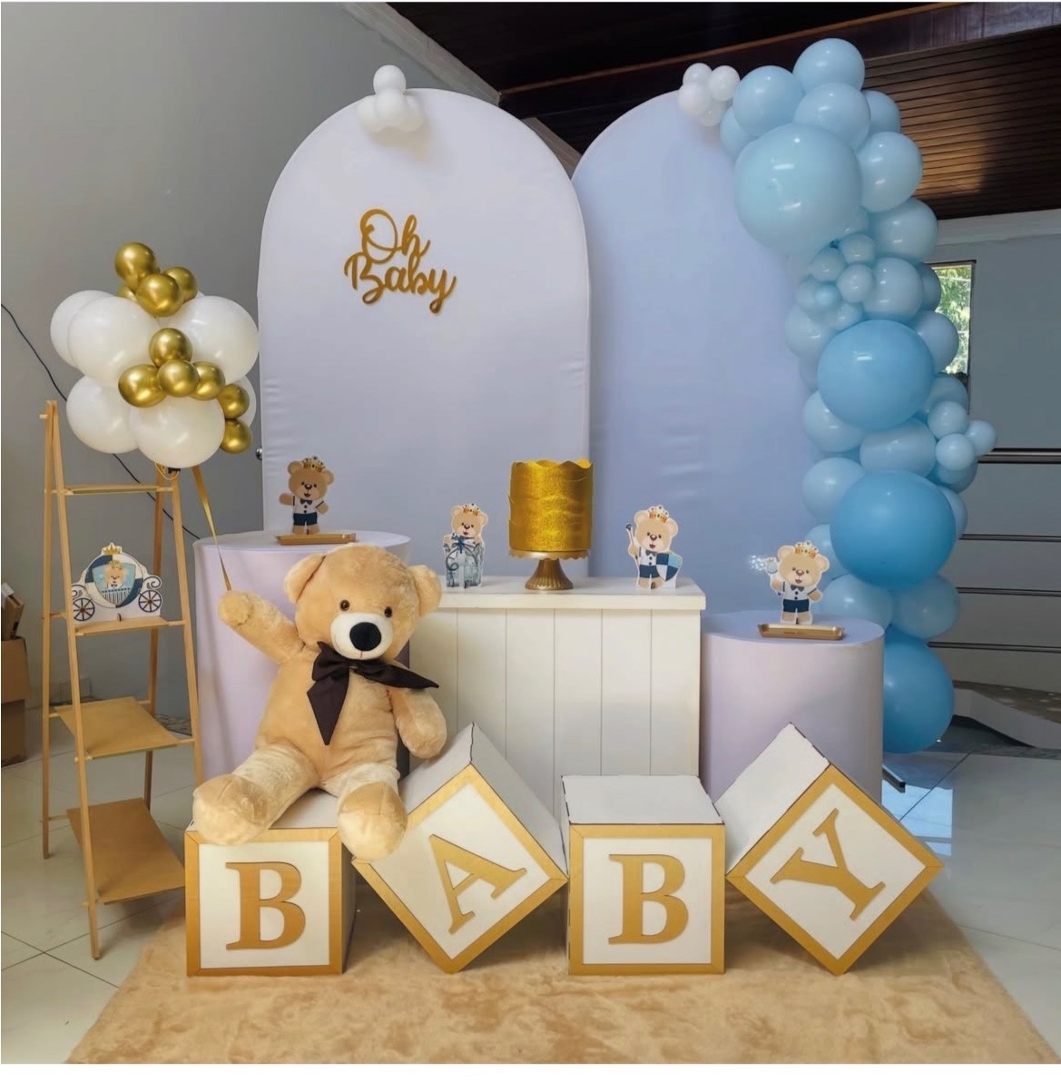Chá de Bebe Branco A -  Kit G1 - Pegue E Monte  - Pallacius Festas