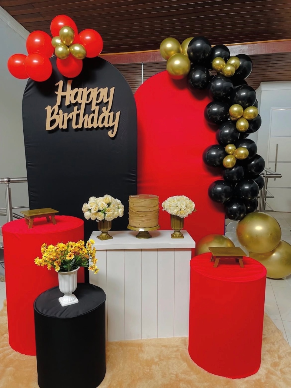 Kit G Happy Birthday Preto E Vermelho  - Pallacius Festas