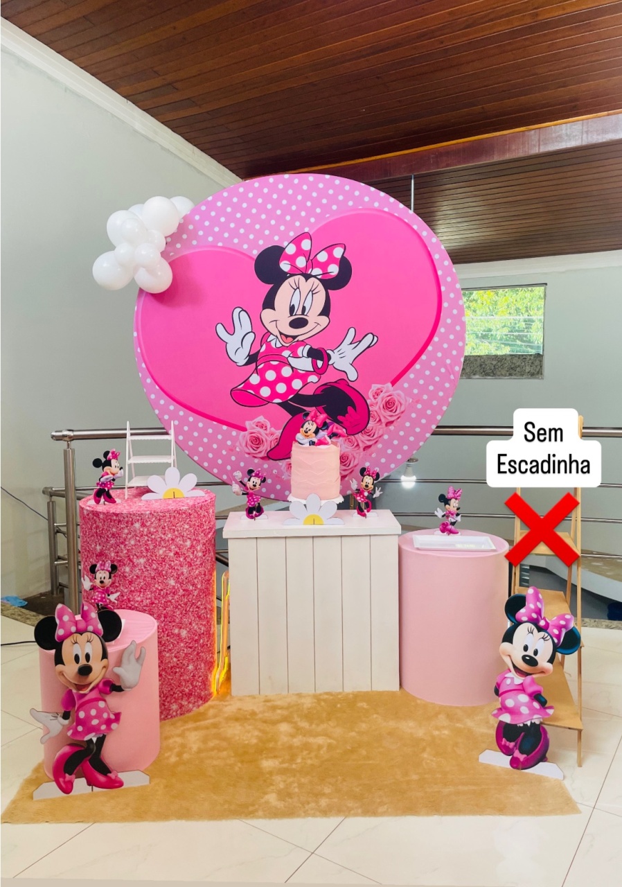 Minnie Rosa Glitter Ref 12 - Kit M - Pegue E Monte - Pallacius Festas