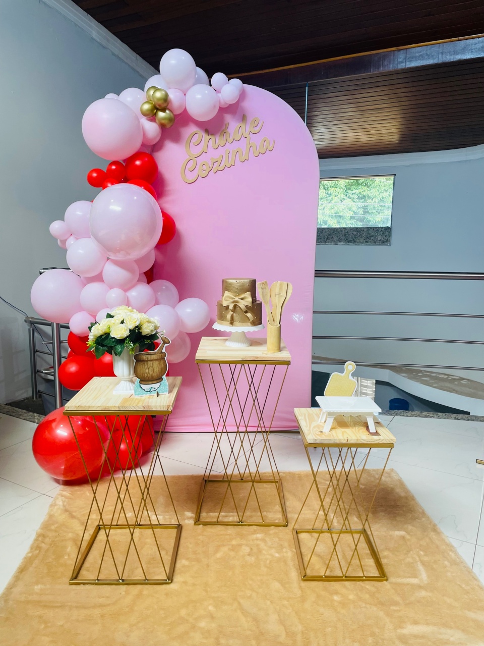 Luxo Kit P de Chá de Cozinha Rosa Bebe - Pallacius Festas