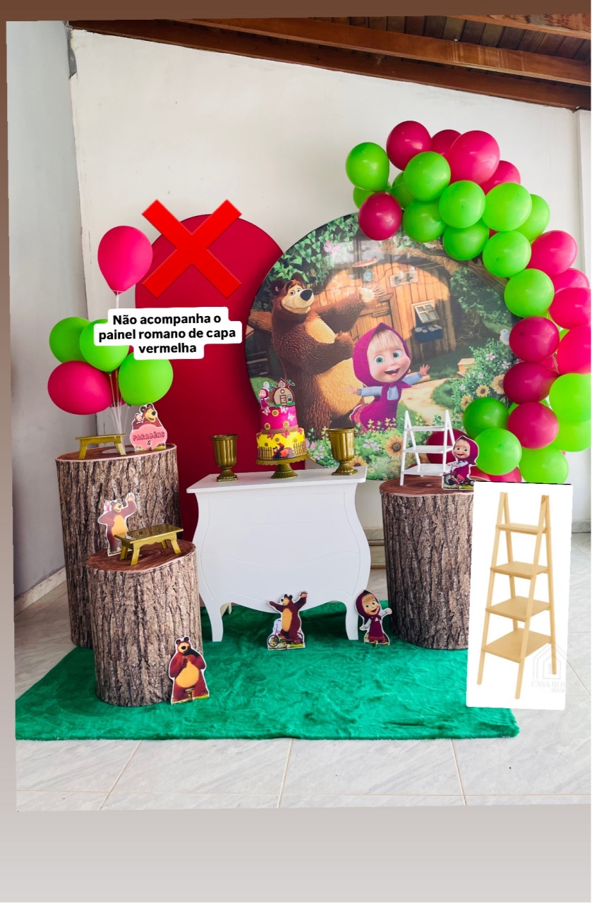 Masha E O Urso - Kit M1 Com Escadinha - Pegue E Monte - Pallacius Festas