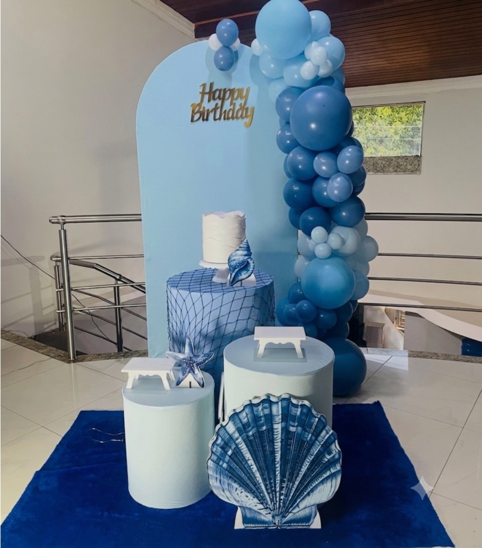 Happy Oceano Azul Claro - Kit P - Pegue E Monte - Pallacius Festas