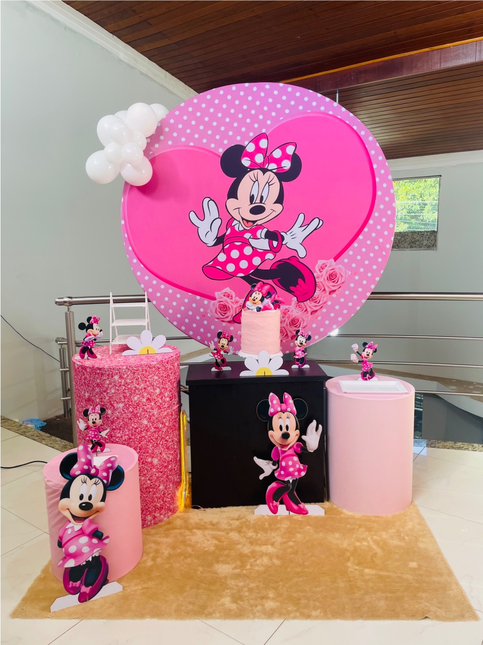 Minnie Rosa Glitter Ref 10 - Kit M - Pegue E Monte - Pallacius Festas