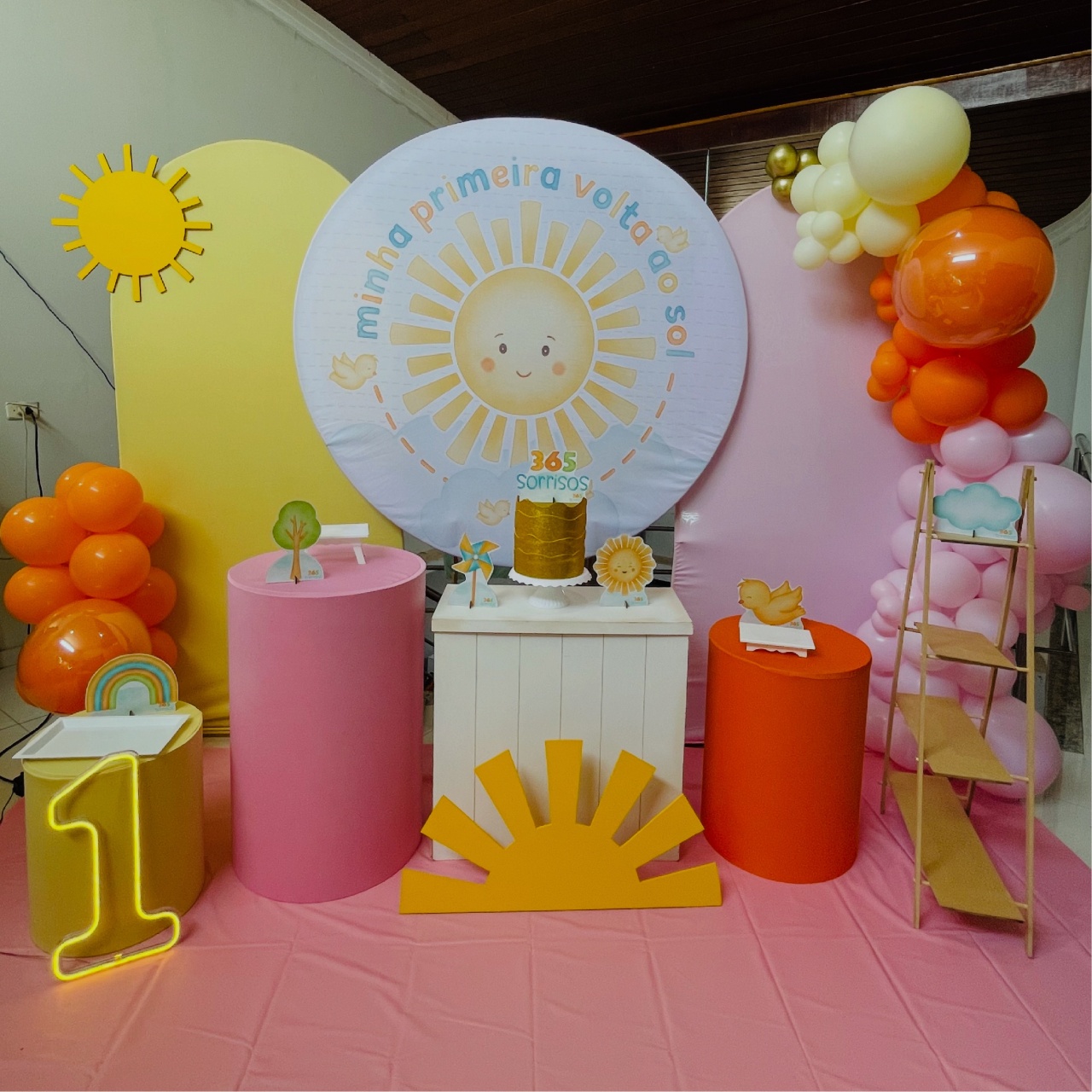 Pegue E Monte Kit Triplo P Primeira Volta Ao Sol Rosa - Pallacius Festas