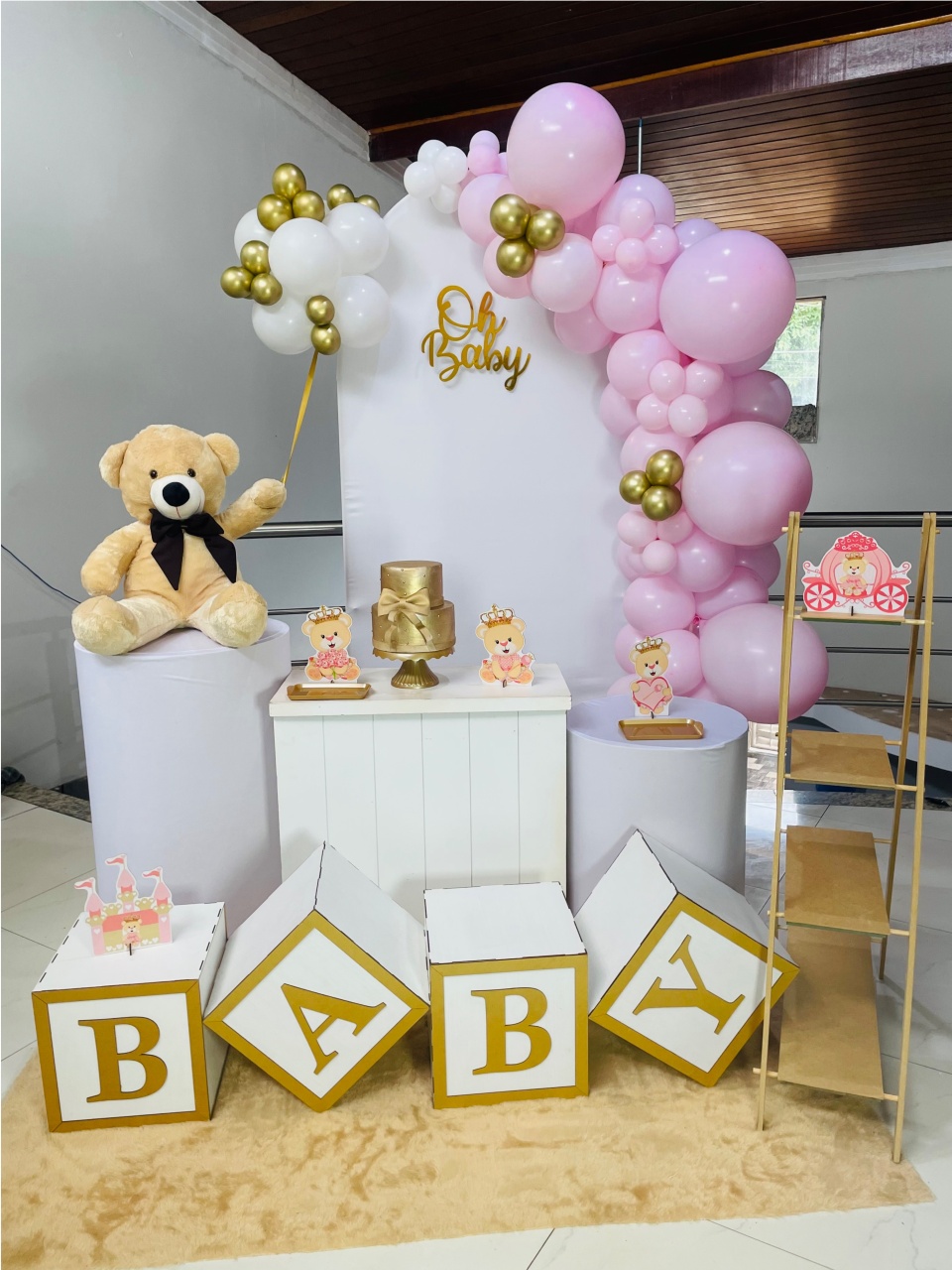 Chá Bebê Branco R-  Kit M1 Pl- Pegue E Monte - Pallacius Festas