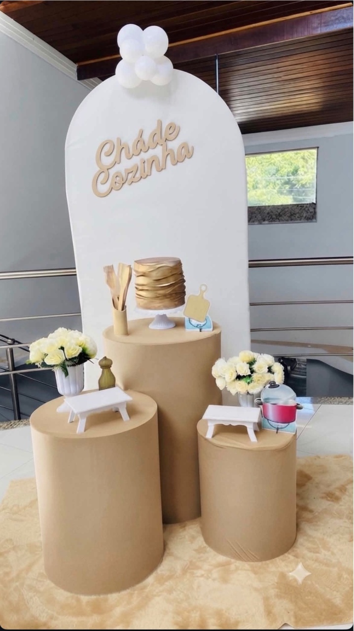Kit P Chá de Cozinha Branco E Bege - Pallacius Festas