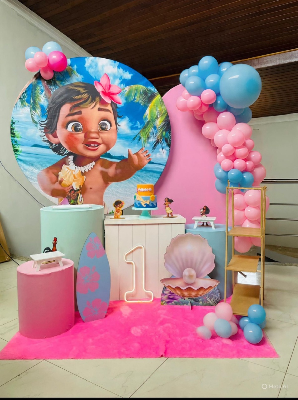 Moana Baby No Mar Rosa- Pegue E Monte Kit G1 - Pallacius Festas