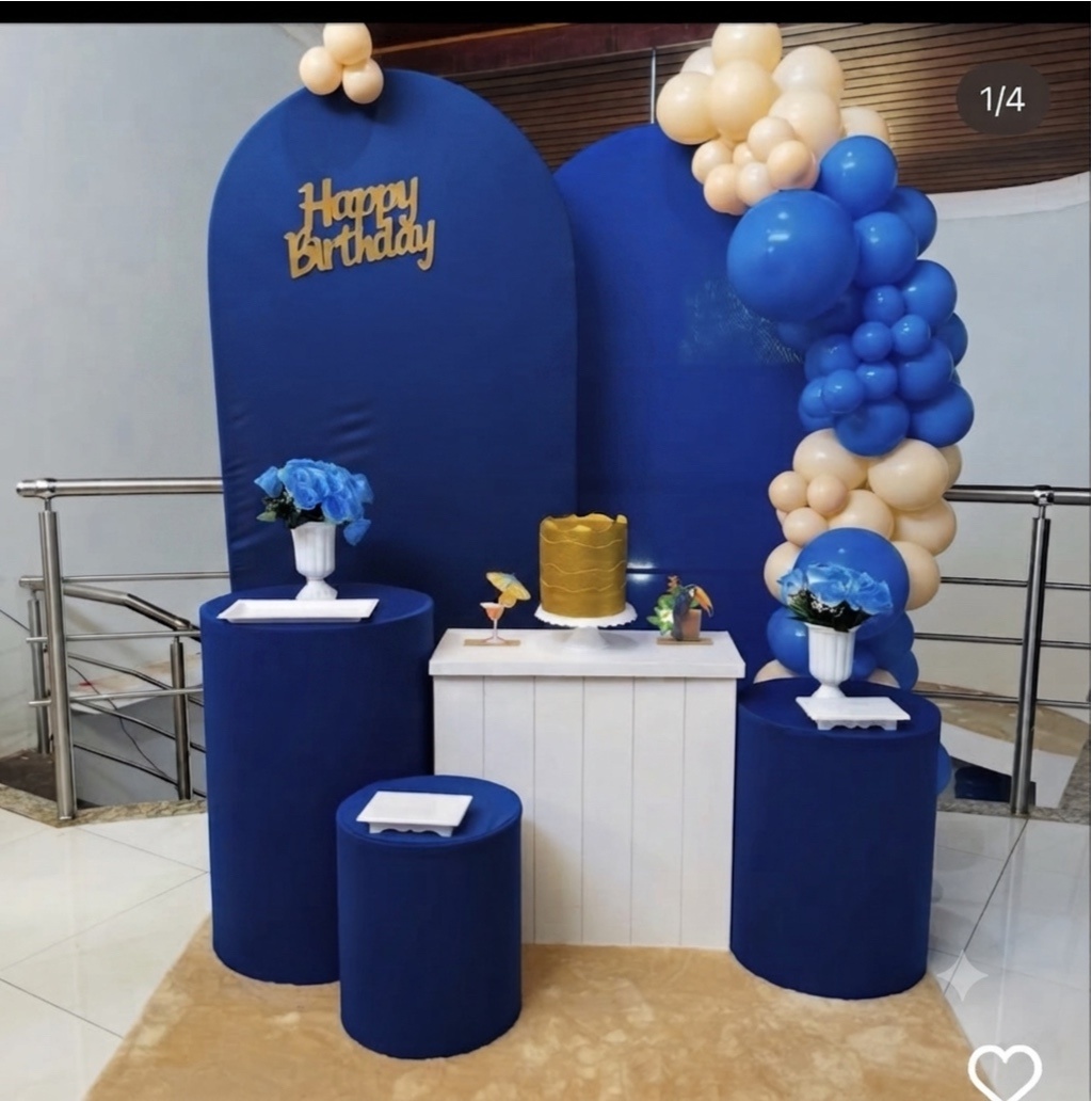 Happy Azul Bic Flores Azuis- Kit G - Pegue E Monte - Pallacius Festas