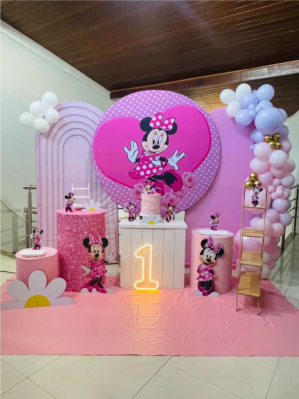 Minnie Rosa Glitter Ref 10 - Kit Triplo P- Pegue E Monte - Pallacius Festas
