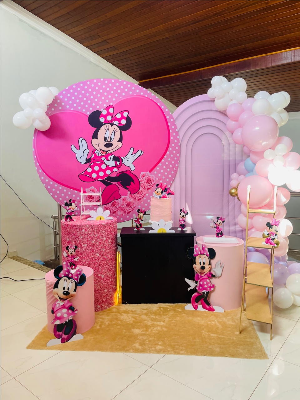 Minnie Rosa Glitter Ref 10 - Kit Gg - Pegue E Monte - Pallacius Festas