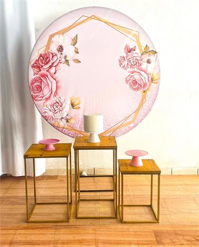 Floral Rosa Trio Mesas - Cristina Locações 