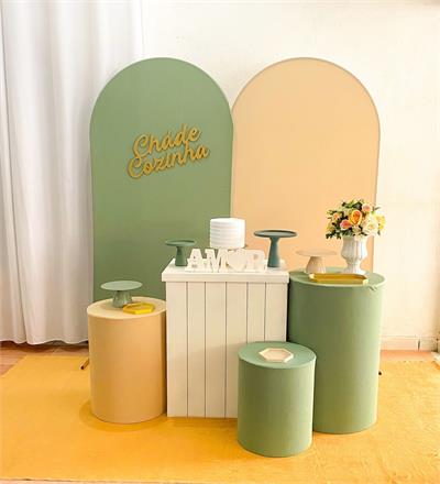 Chá de Cozinha Verde E Nude - Cristina Locações 