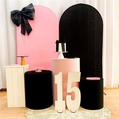 15 Anos Laço Rosa/Preto - Cristina Locações 