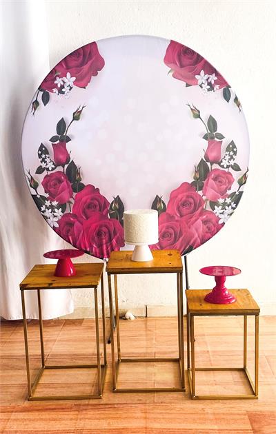 Floral Pink Trio Cilindro - Cristina Locações 