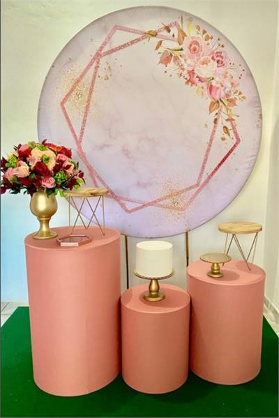 Adultos Geométrico Rose Trio Cilindro - Cristina Locações 