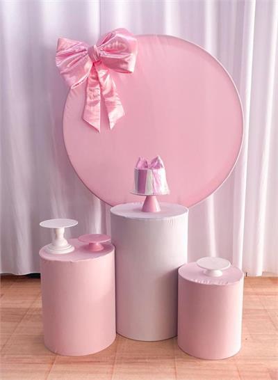 Trio Cilindro Laço Rosa - Cristina Locações 