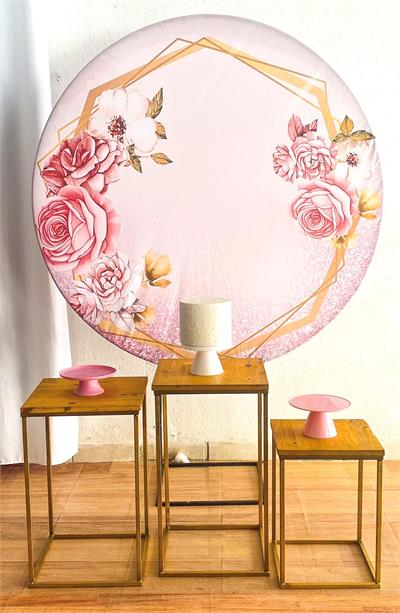 Floral Geometrico 2 Trio Mesas - Cristina Locações 
