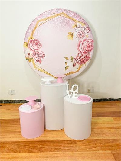 Floral Rosa Trio Cilindro - Cristina Locações 