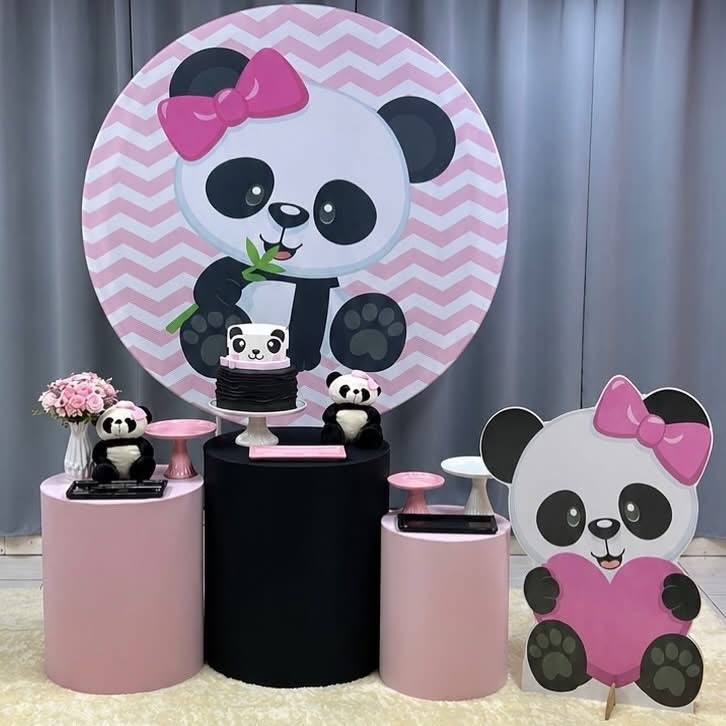 Panda Rosa - Kit M Infantil - Isabela Decorações 