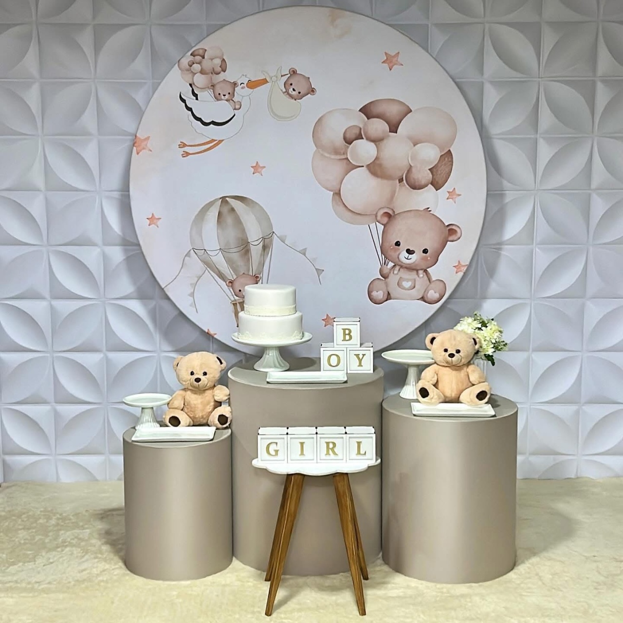 Chá Revelação - Ursinho Nude - Kit M Infantil - Isabela Decorações 