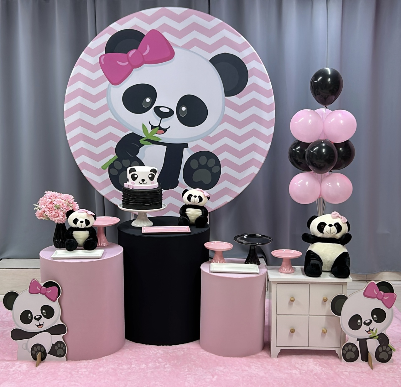 Panda Rosa - Kit G Infantil - Isabela Decorações 