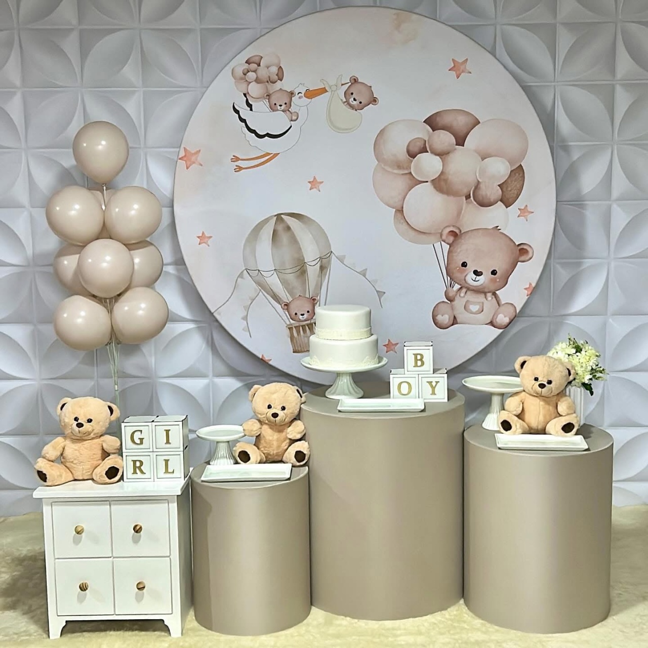 Chá Revelação - Ursinho Nude - Kit G Infantil - Isabela Decorações 