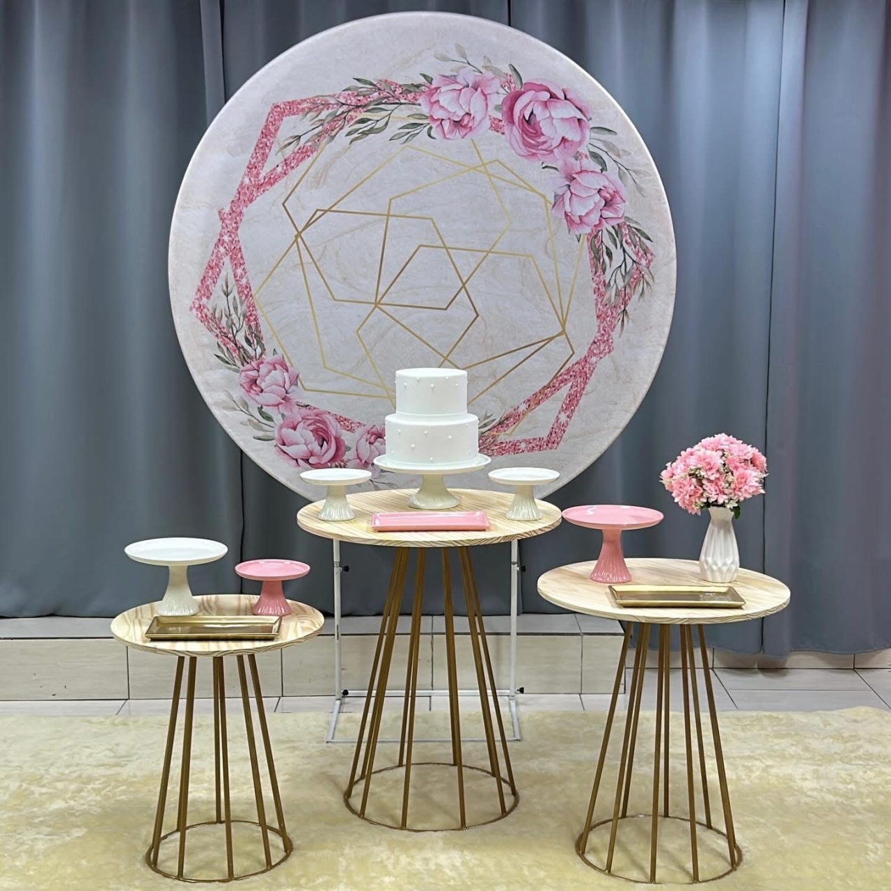 Flores Rosa E Dourado - Isabela Decorações 