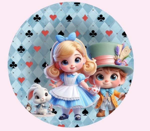 Painel Sublimado 70Cm Alice No País das Maravilhas - Arte & Festas
