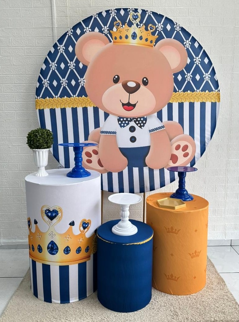 Kit Padrão Ursinho Realeza Azul - VIVAZ DECORAÇÕES - PEGUE E MONTE
