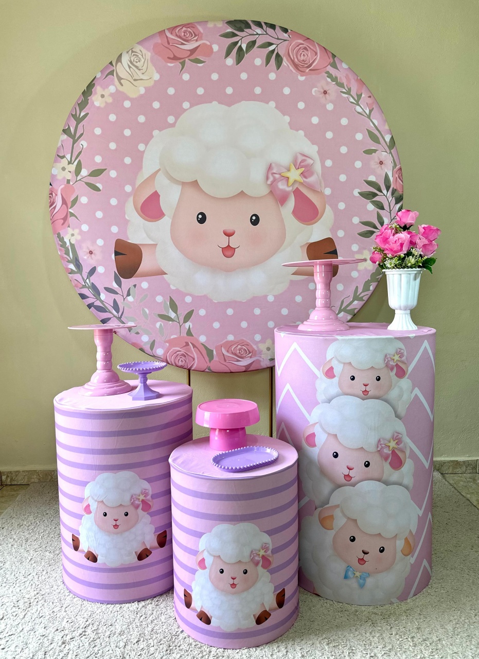 Kit Padrão Ovelinha Rosa - VIVAZ DECORAÇÕES - PEGUE E MONTE