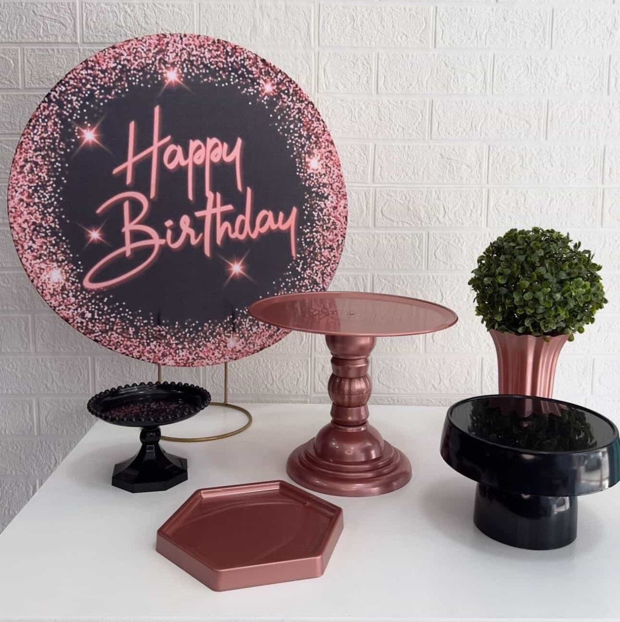 Mini Kit Happy Rosa E Preto - VIVAZ DECORAÇÕES - PEGUE E MONTE