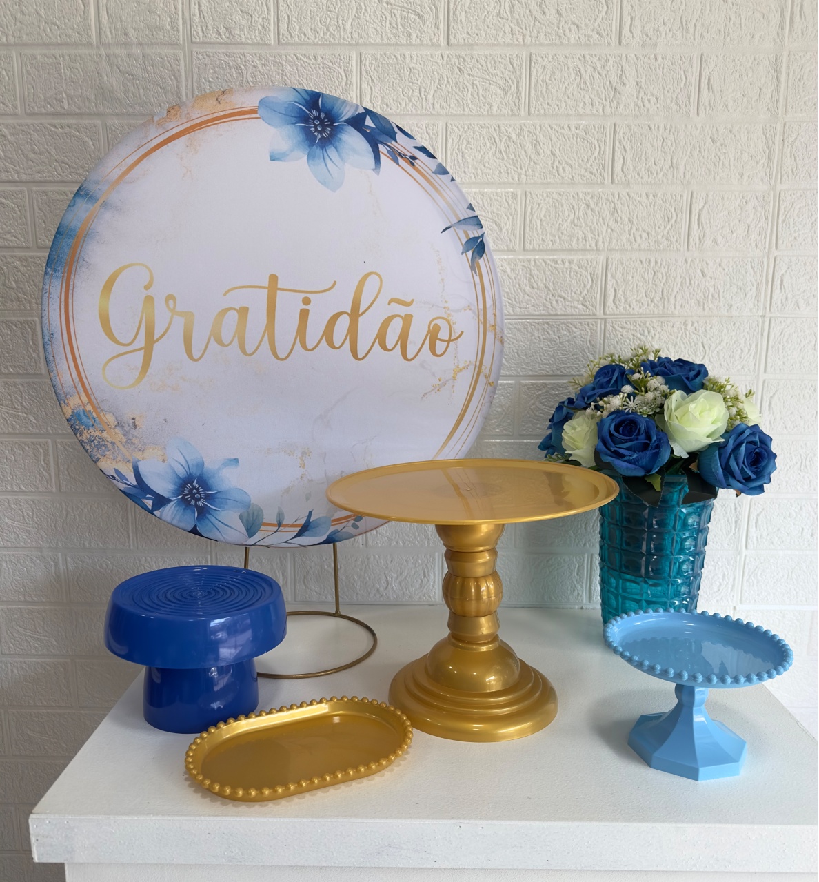 Mini Kit Gratidão Floral Azul - VIVAZ DECORAÇÕES - PEGUE E MONTE