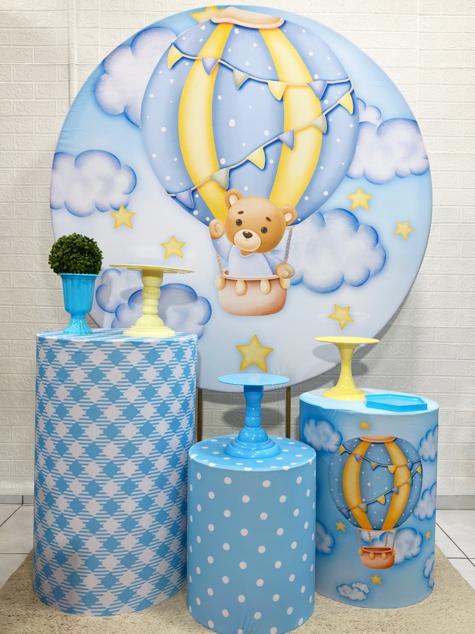 Kit Padrão Ursinho Baloeiro Azul - VIVAZ DECORAÇÕES - PEGUE E MONTE