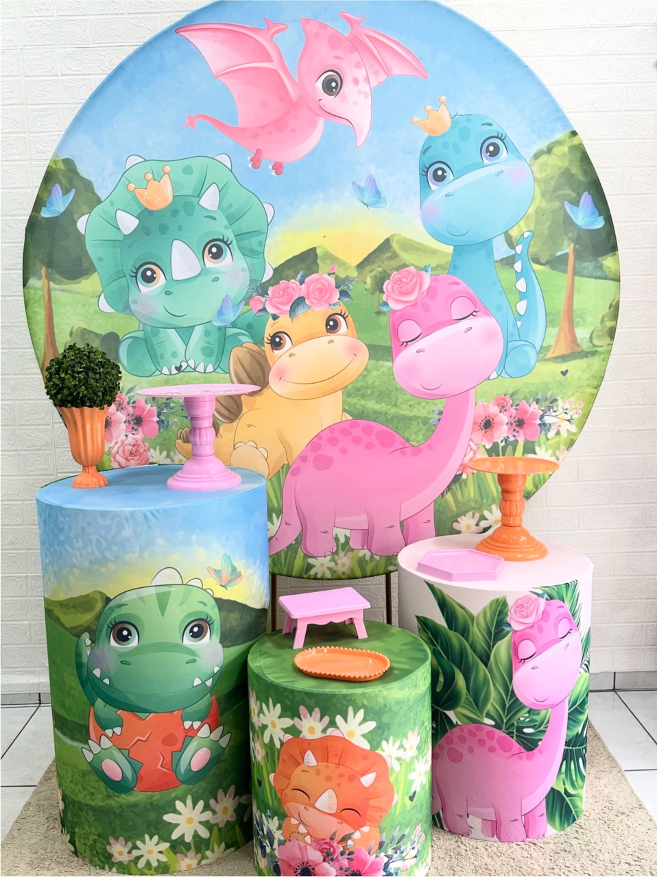 Kit Padrão Dino Baby Menina - VIVAZ DECORAÇÕES - PEGUE E MONTE