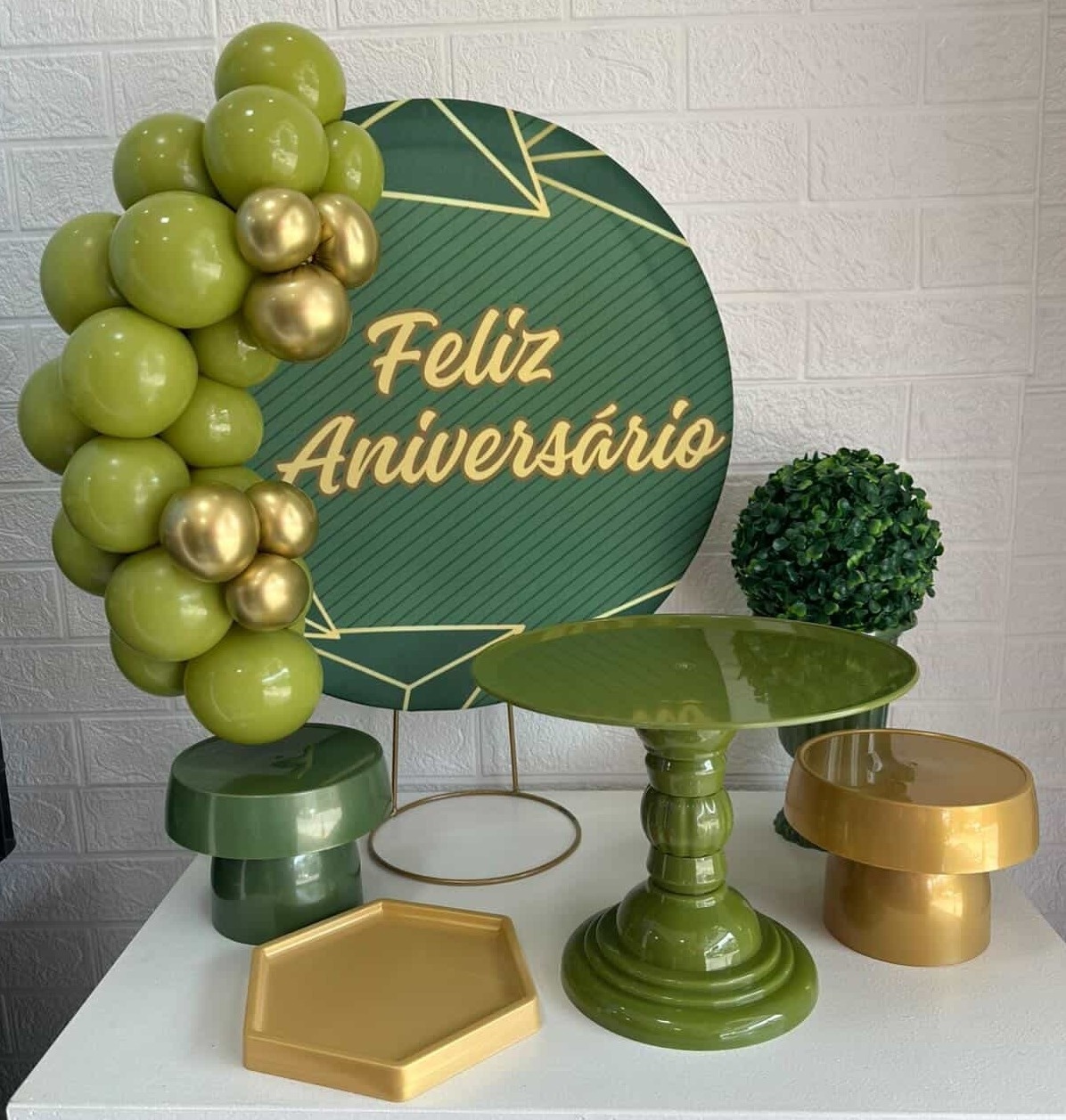 Mini Kit Feliz Aniversário Verde - VIVAZ DECORAÇÕES - PEGUE E MONTE