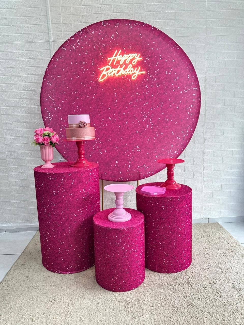 Kit Padrão Rosa Gliter - VIVAZ DECORAÇÕES - PEGUE E MONTE