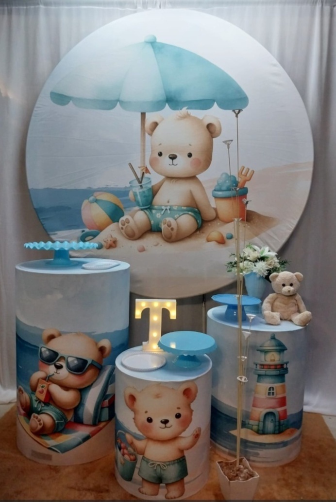Kit Chá Bebê Urso Praia  - Mundo Floral eventos
