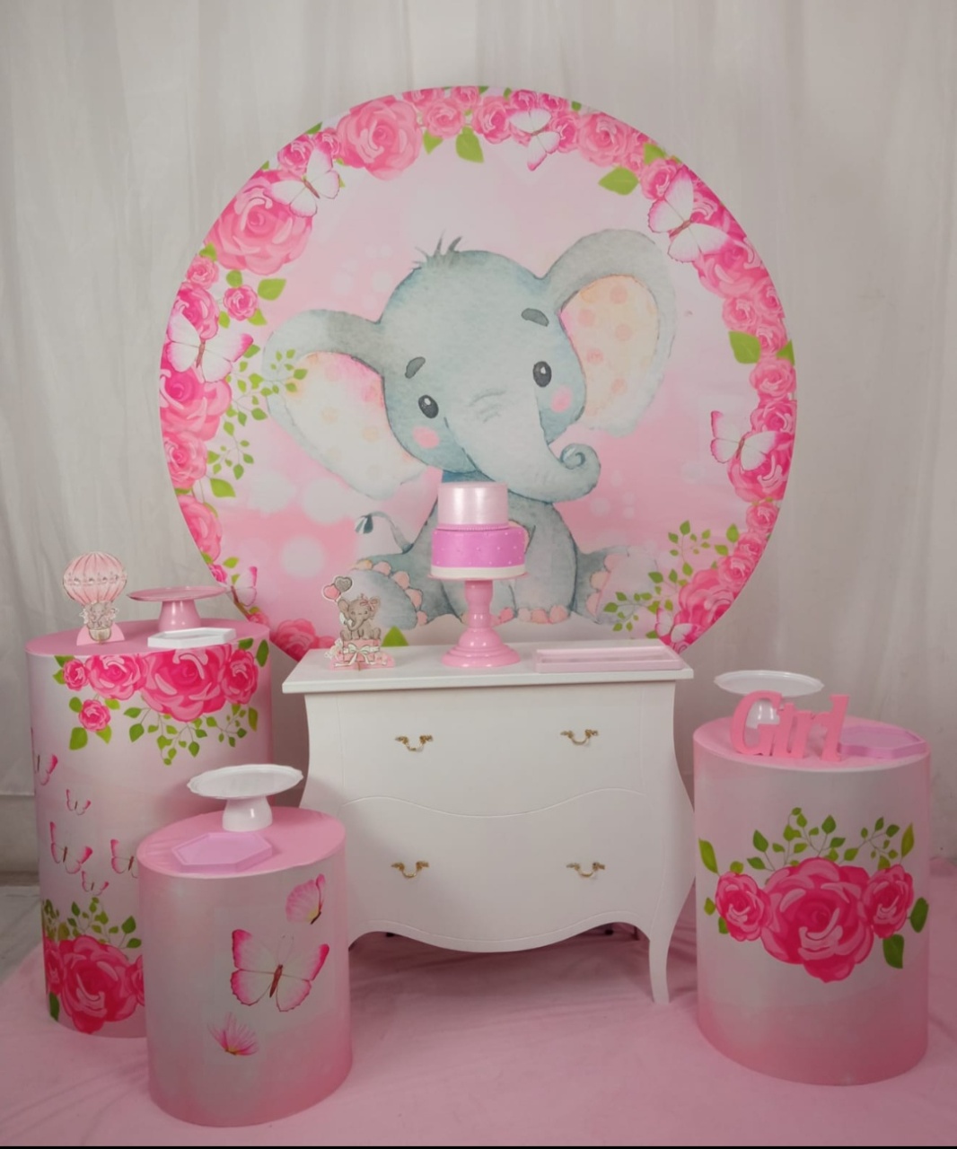 Elefantinha Rosa -Kit Comemore - FELIZ DATA PEGUE E MONTE 