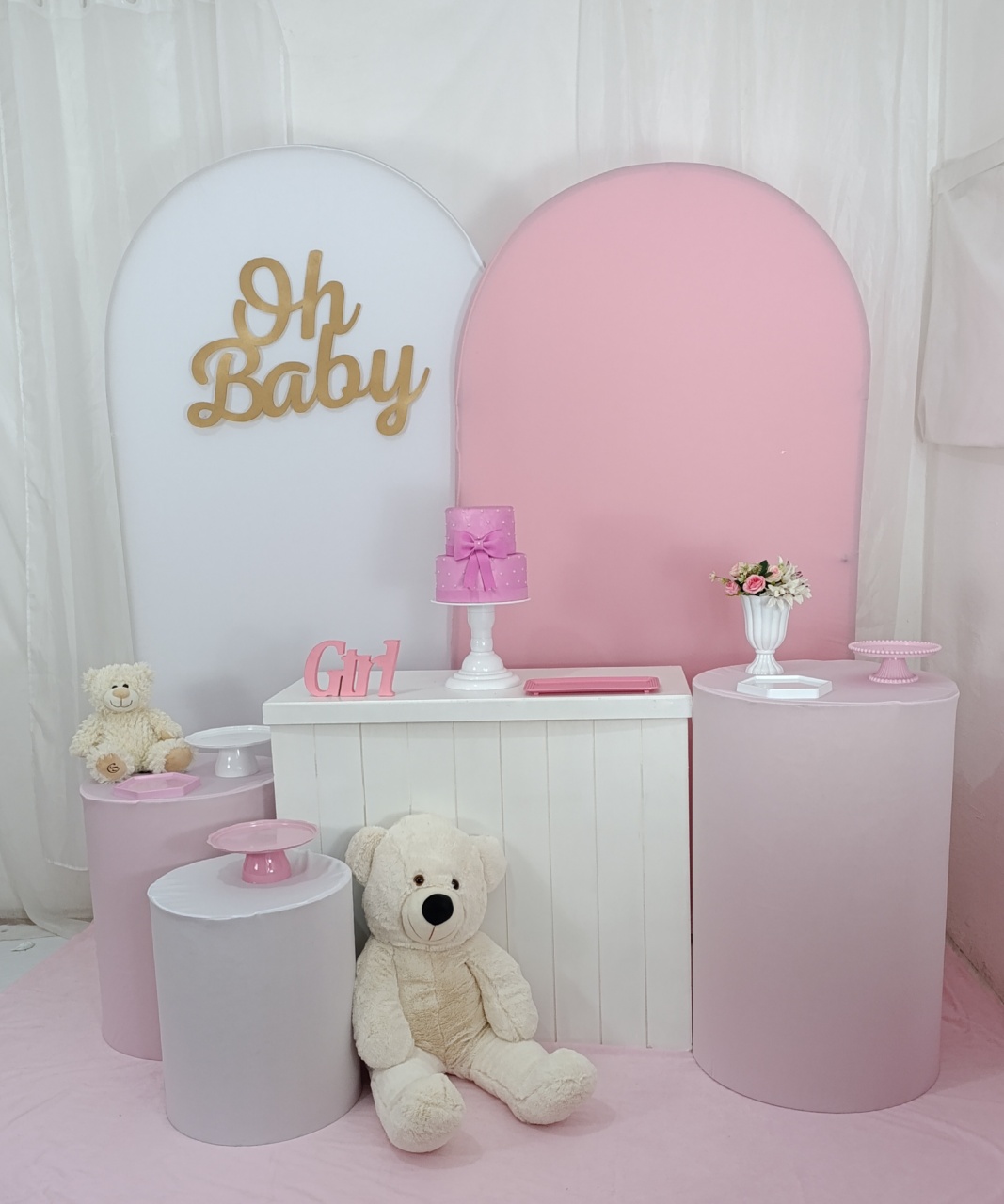 Chá de Bebê Rosa+ Branco  - FELIZ DATA PEGUE E MONTE 