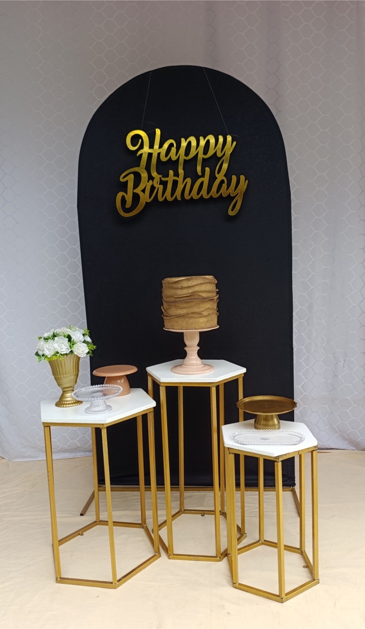 Happy Brithaday Preto Com Dourado - FELIZ DATA PEGUE E MONTE 