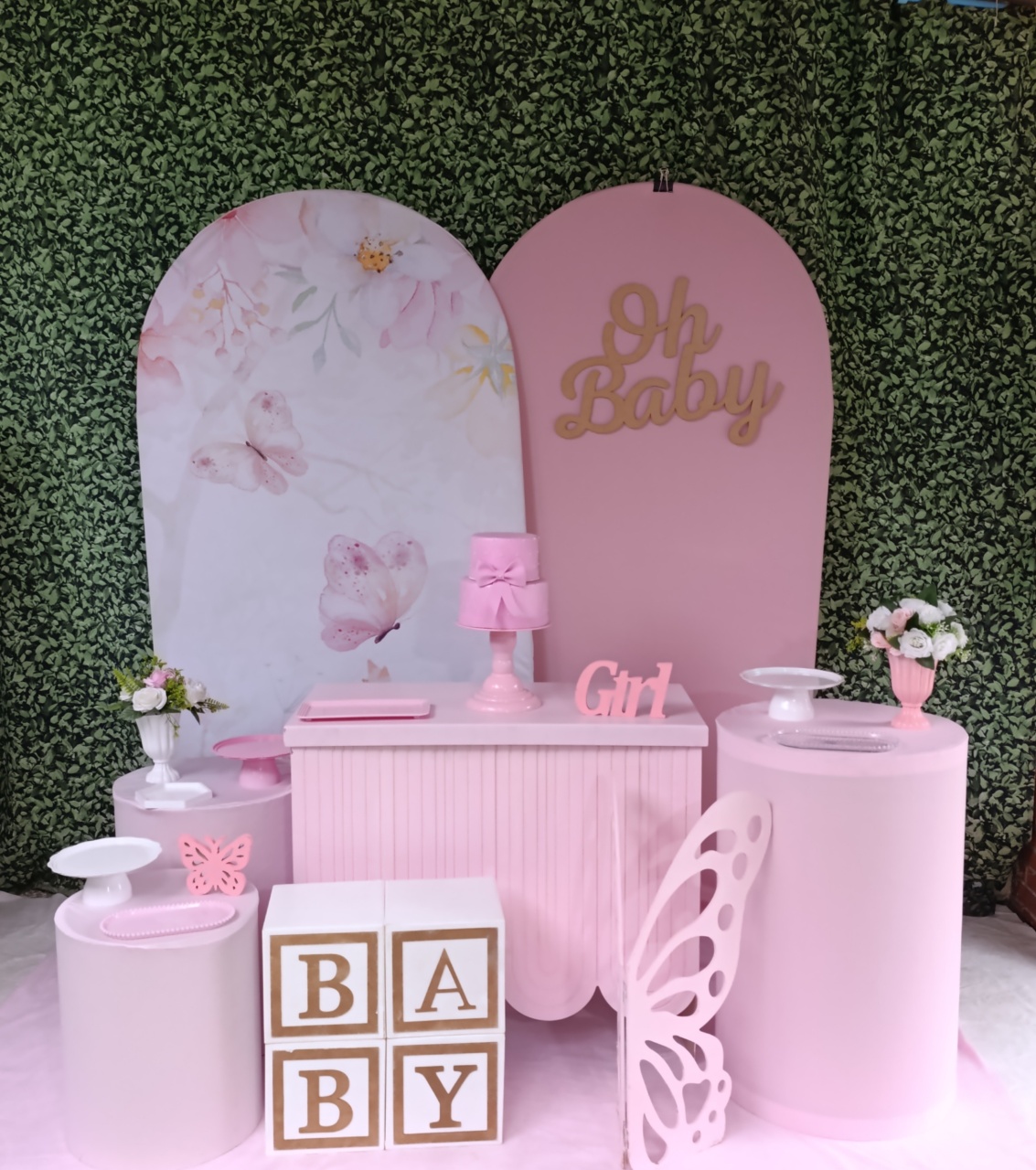 Jardim 2 Rosa Chá de Bebê - Kit Felicidade - FELIZ DATA PEGUE E MONTE 