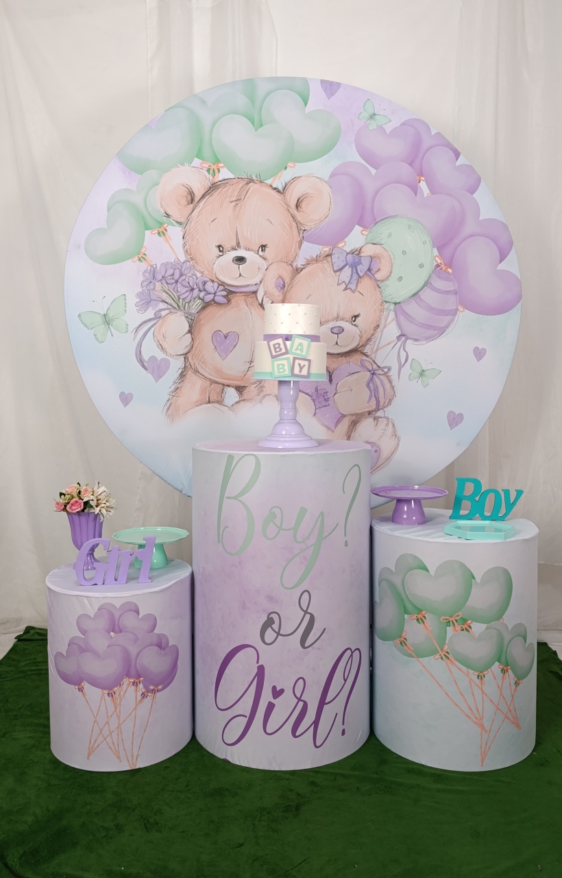 Chá Revelação Lilás/Verde -Kit Celebrar  - FELIZ DATA PEGUE E MONTE 