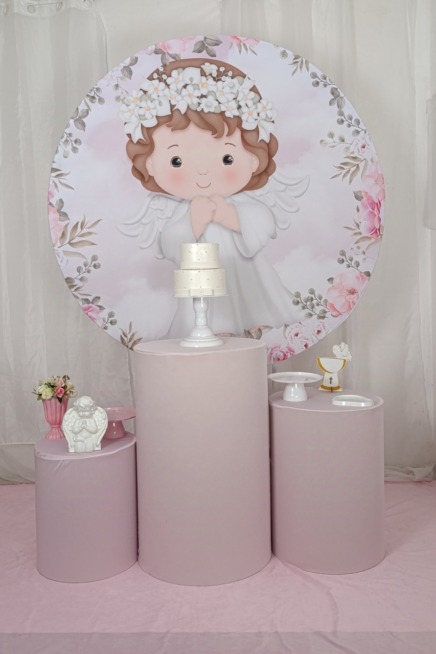 Batizado Rosa - Kit Celebrar  - FELIZ DATA PEGUE E MONTE 