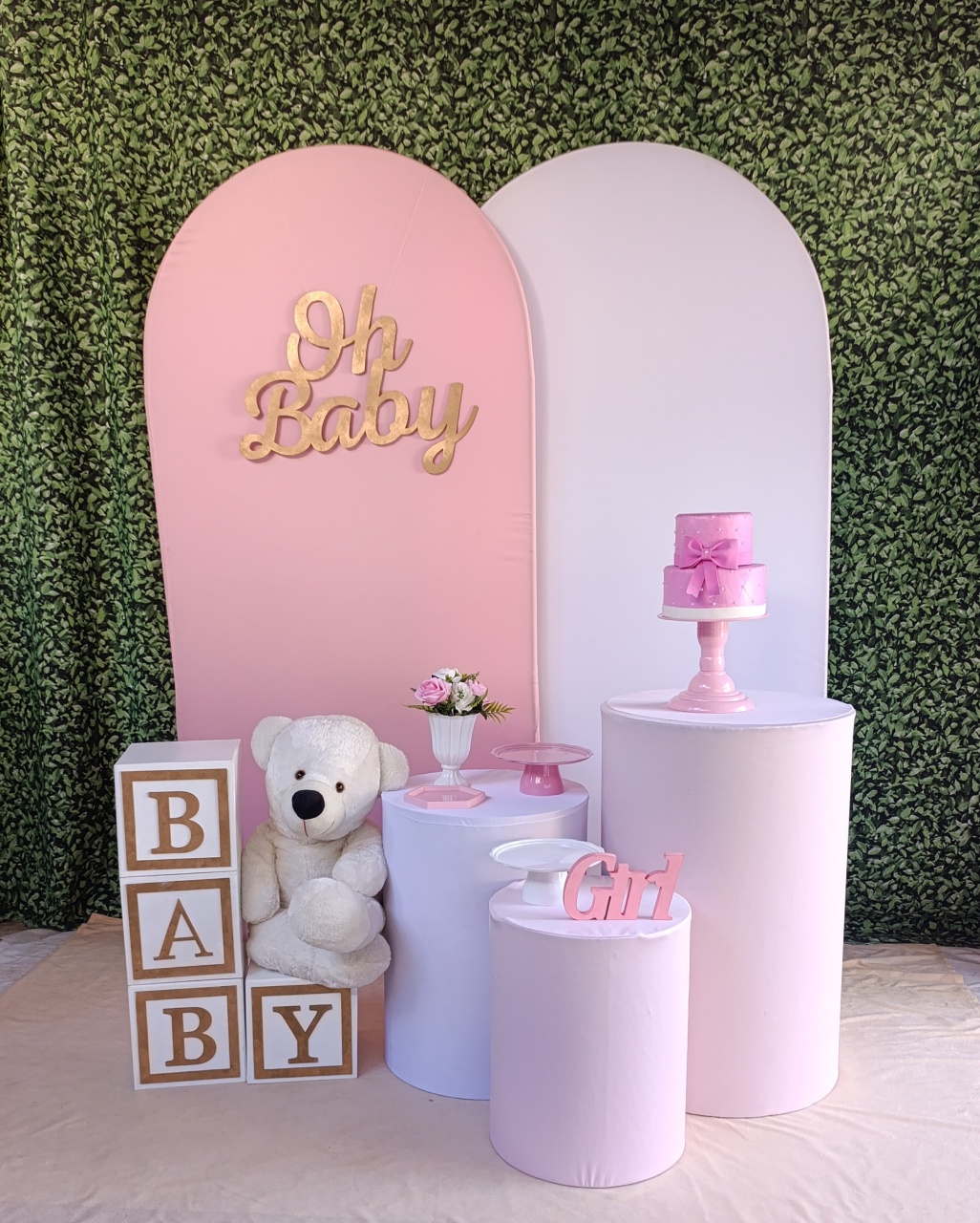 Chá de Bebê -Rosa+Branco  - FELIZ DATA PEGUE E MONTE 