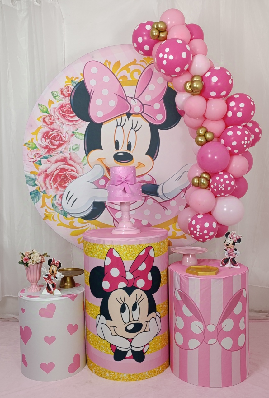 Minnie Rosa -Kit Celebrar  - FELIZ DATA PEGUE E MONTE 
