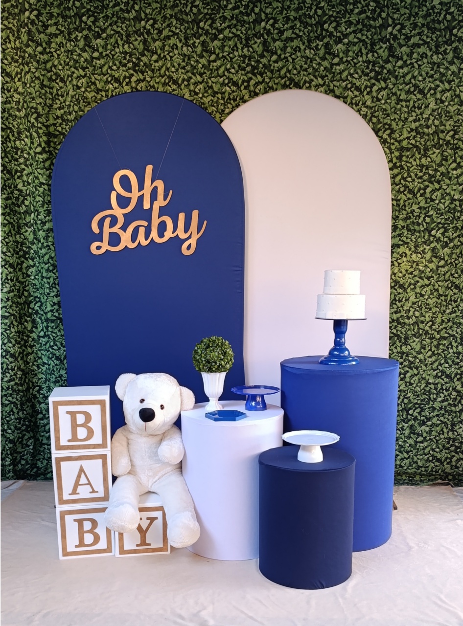 Chá de Bebê - Azul Escuro+Branco  - FELIZ DATA PEGUE E MONTE 